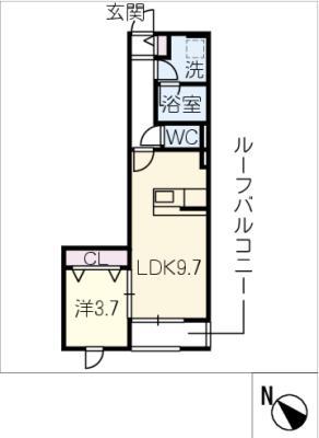 BELLE LEAD MANSION折立(1LDK/3階)の間取り写真