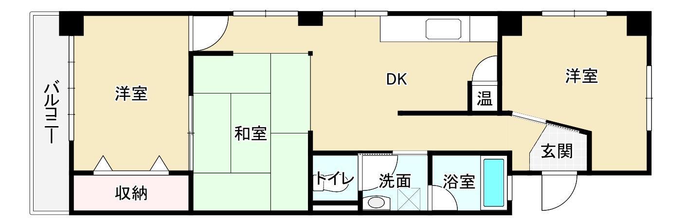 老松台マンション(3DK/2階)の間取り写真