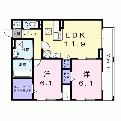 ブリリアント(2LDK/1階)の間取り写真
