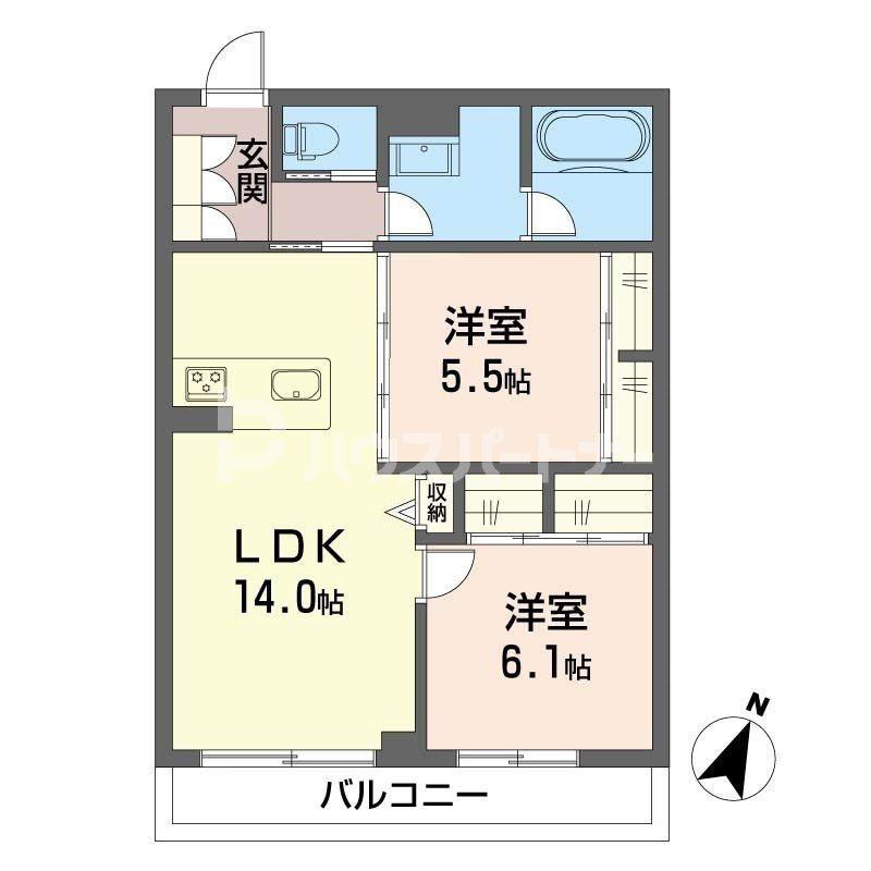 チェリエージョ ストラーダII(2LDK/2階)の間取り写真