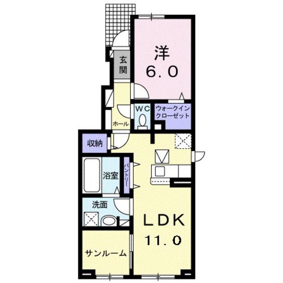 セレッソ北代 I(1LDK/1階)の間取り写真