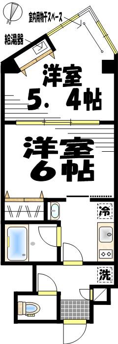 柏木ハイツ(2K/4階)の間取り写真