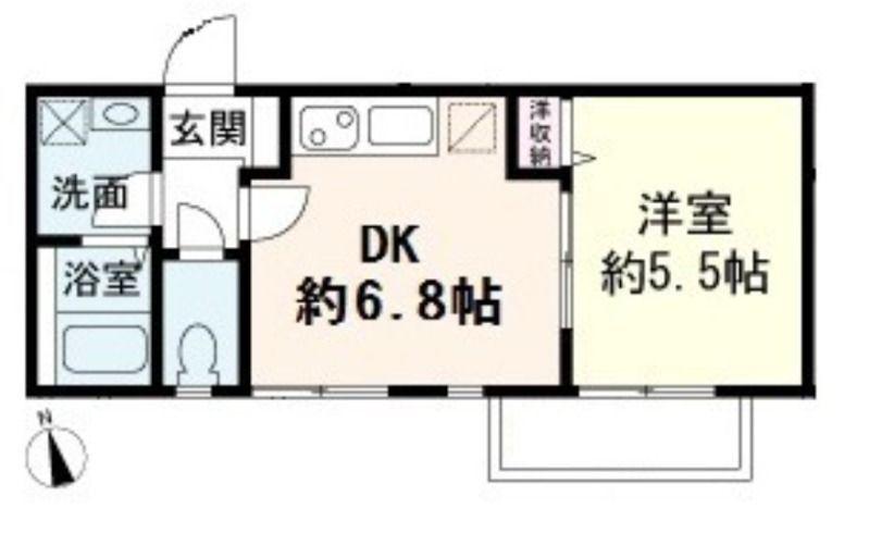 コーポヤマオカ(1DK/2階)の間取り写真