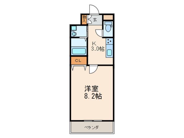 MDIプロスコルディア黒崎駅前(1K/2階)の間取り写真