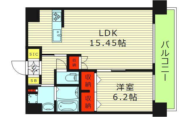 CHEZ・MOI・YOKOZUTSUMI IV(1LDK/5階)の間取り写真