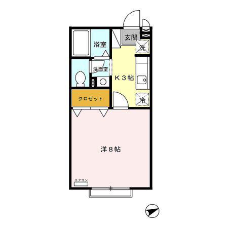 クレールIII(1K/2階)の間取り写真