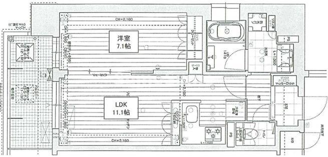 リーガル靱本町(1LDK/7階)の間取り写真
