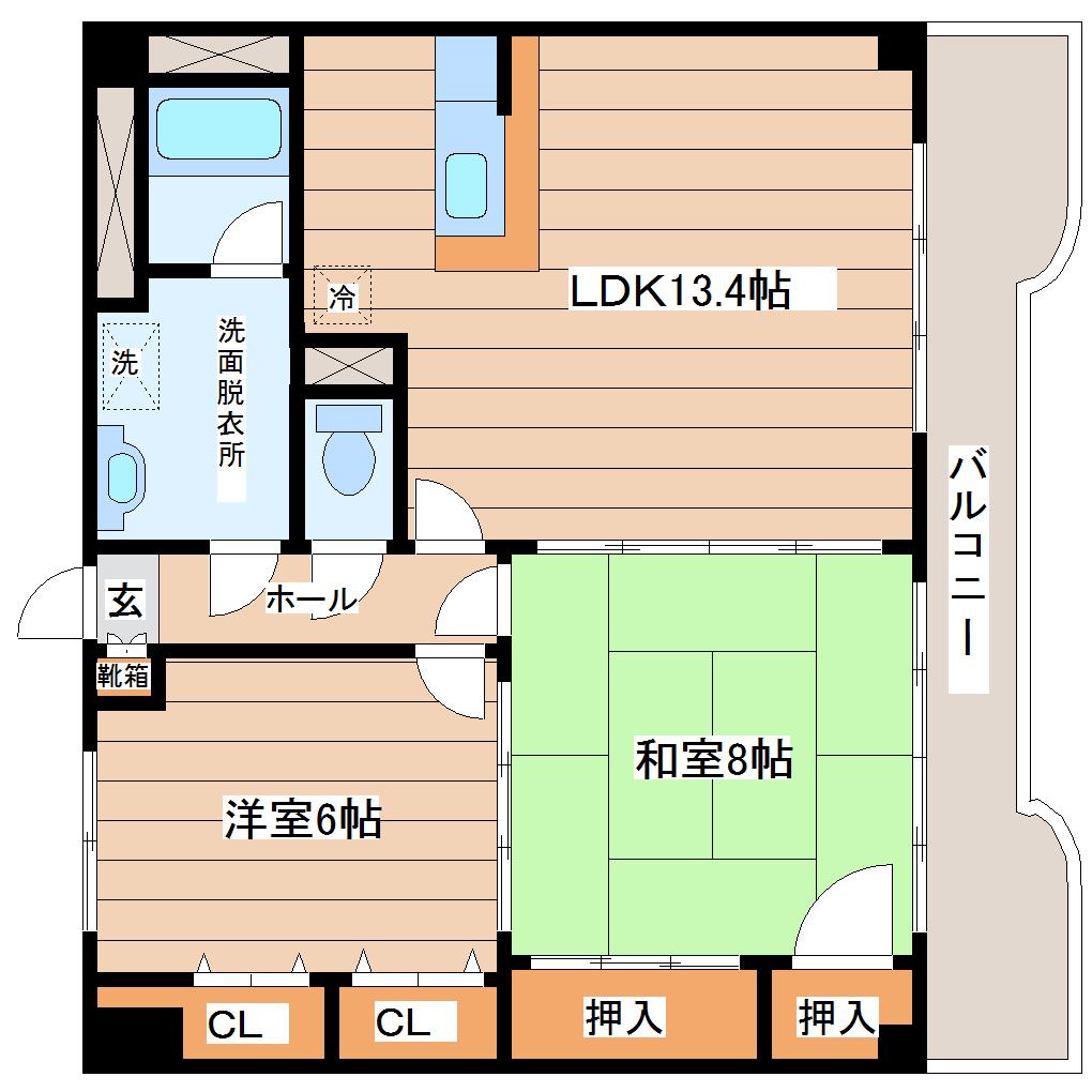 エクセレンスMARUZEN(2LDK/9階)の間取り写真