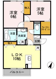 ウェルデンス東林間305(2LDK/3階)の間取り写真
