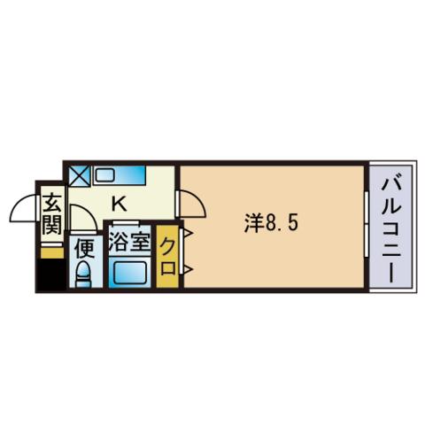 エンクレスト博多駅南(1K/3階)の間取り写真