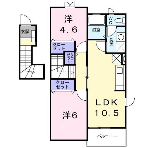 シーサイド ルヴァーン(2LDK/2階)の間取り写真