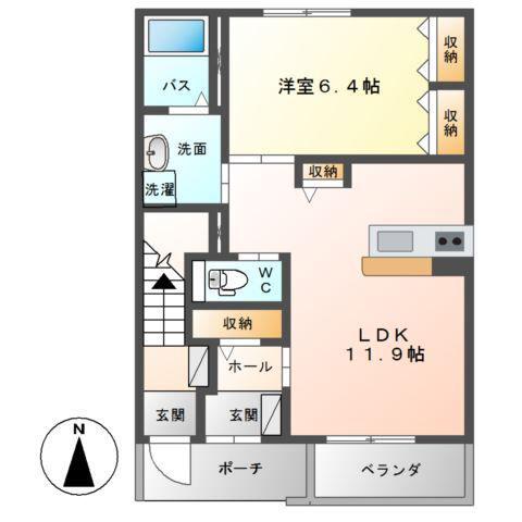 グローリオ(1LDK/1階)の間取り写真