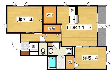 レスポワール(2LDK/2階)の間取り写真