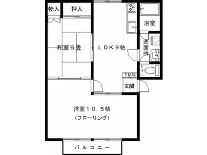 ハイツ藤(2LDK/2階)の間取り写真