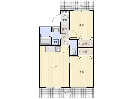 メイプルガーデン富士見台(2LDK/2階)の間取り写真