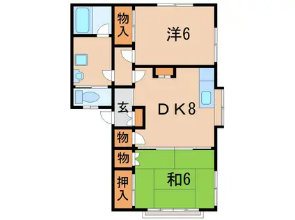 アムス方木田(2DK/2階)の間取り写真