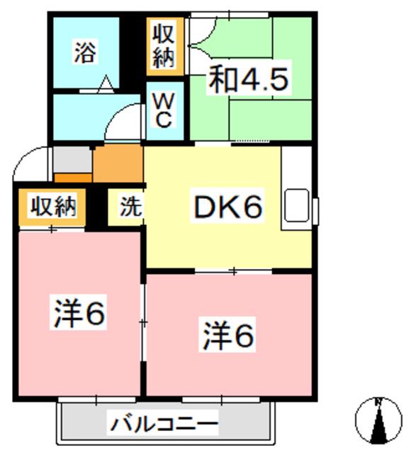 グリーンパレス藤井 A棟(3DK/2階)の間取り写真
