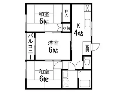 栗生コーポB棟(3K/1階)の間取り写真