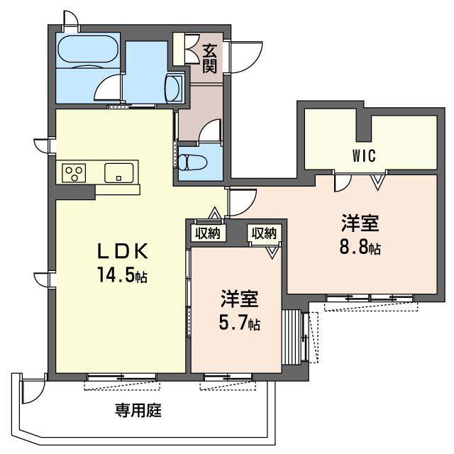 ラ ルーチェ(2LDK/1階)の間取り写真
