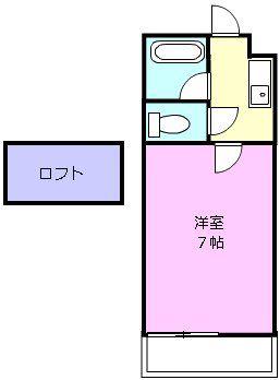 マリオ一身田 B(1K/2階)の間取り写真