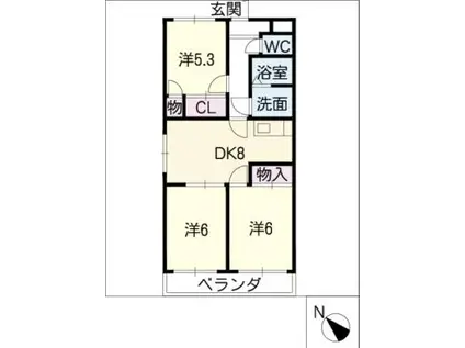 ファミリータウンむらた(3DK/4階)の間取り写真