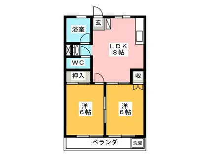 小川第2ビル(2LDK/2階)の間取り写真
