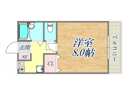 パティオ北口1(1K/1階)の間取り写真