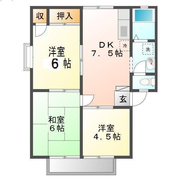 ファミール泉 D(3DK/1階)の間取り写真