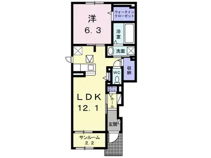 ネオプレイスA(1LDK/1階)の間取り写真