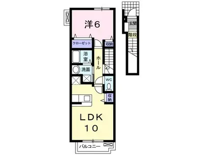 エスポワールA(1LDK/2階)の間取り写真
