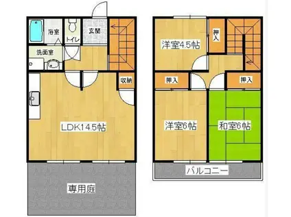 メゾンドールMURATA(3LDK/1階)の間取り写真