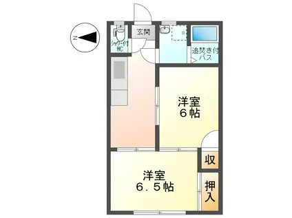 Kビル(2K/2階)の間取り写真