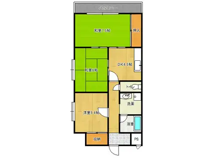 木の国ハイツ(3DK/7階)の間取り写真
