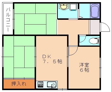 サンハイツK(3DK/2階)の間取り写真