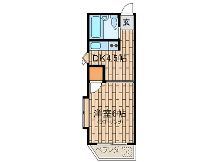AMSマンション祐天寺(1K/2階)の間取り写真