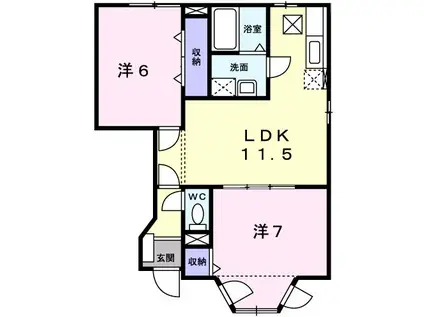 ステーシア寺津 壱番館(2LDK/1階)の間取り写真