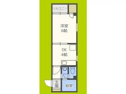 SKグリーンハイツ(1DK/3階)の間取り写真