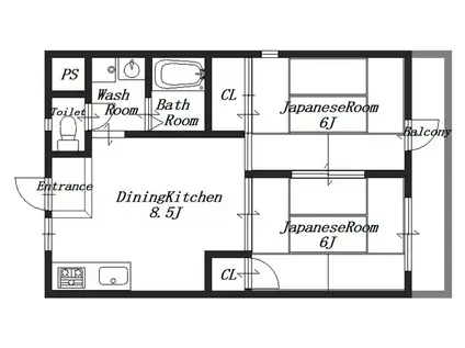 中村ハイツ(2DK/2階)の間取り写真