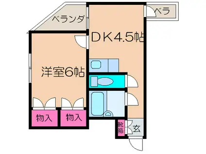 ヴィラ日建(1DK/3階)の間取り写真