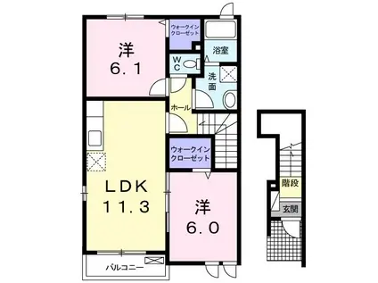 BELLE MAISON 箸蔵(2LDK/2階)の間取り写真