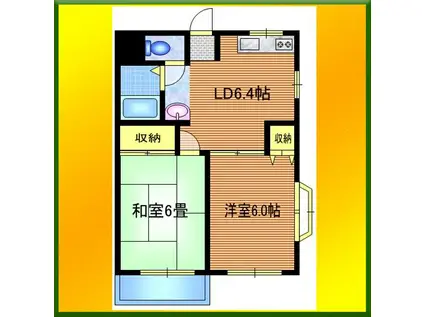 メイプルハイツII(2DK/1階)の間取り写真