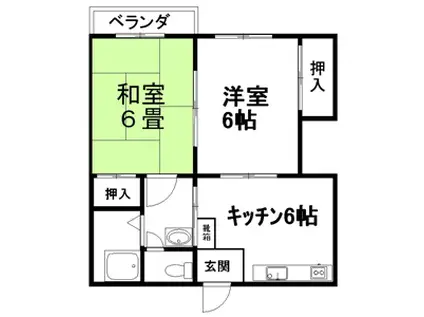 第二山坪苑(2DK/1階)の間取り写真