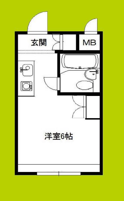 サンハイツ北館(ワンルーム/2階)の間取り写真