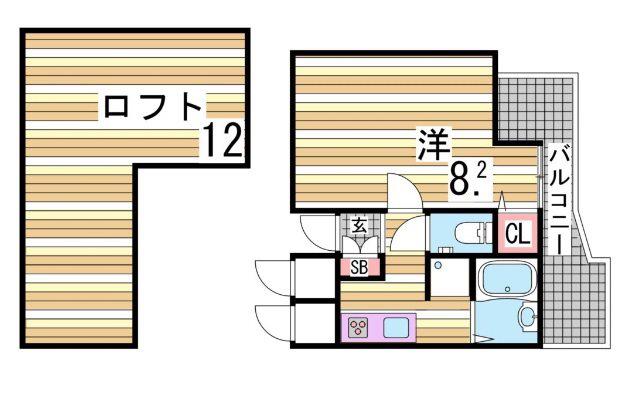 エスパシオデルコウベ(1K/3階)の間取り写真