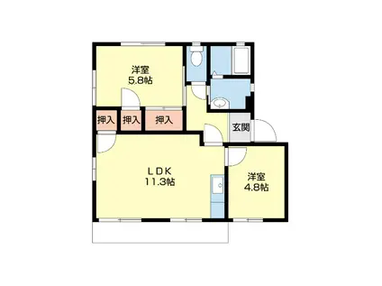 フレグランス松江(2LDK/1階)の間取り写真