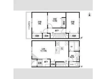 リーブルファイン六貫山(3LDK/1階)の間取り写真