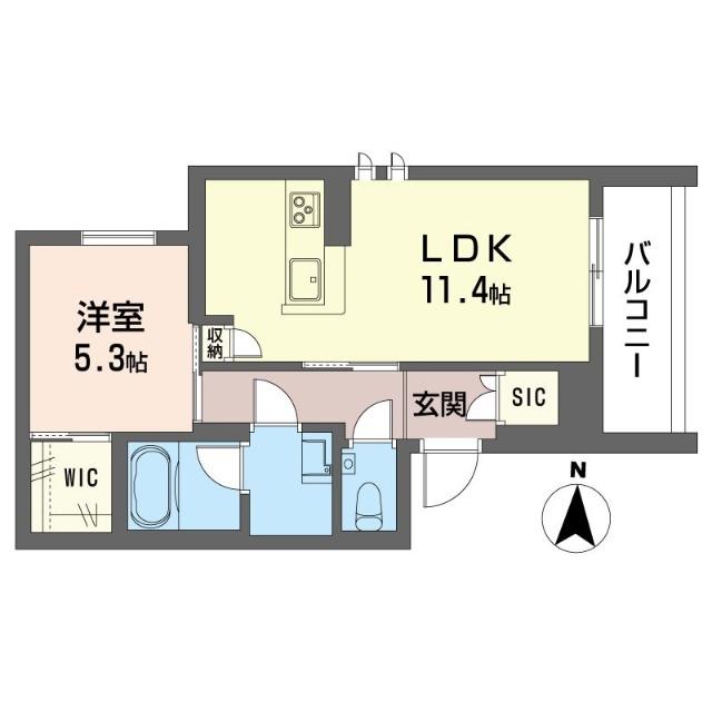 ラ・ルーム厚木町(1LDK/2階)の間取り写真