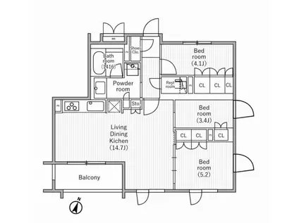 NIDO SAKURAGAOKA(3LDK/3階)の間取り写真