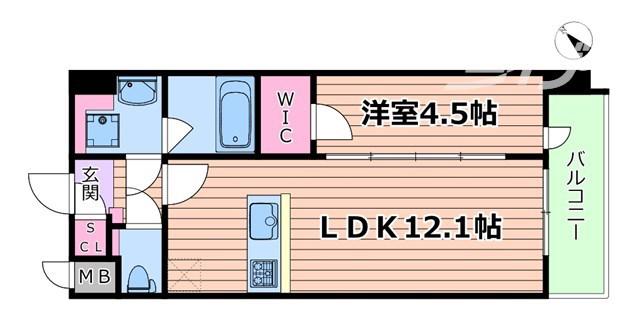 スプランディッド新大阪VII(1LDK/10階)の間取り写真