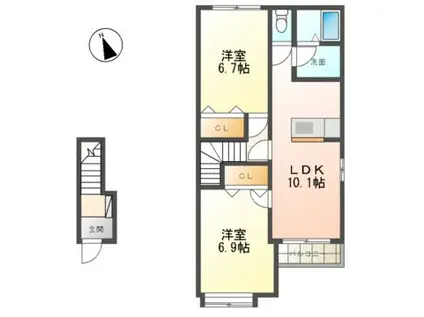 ガーデンツバキ(2LDK/2階)の間取り写真